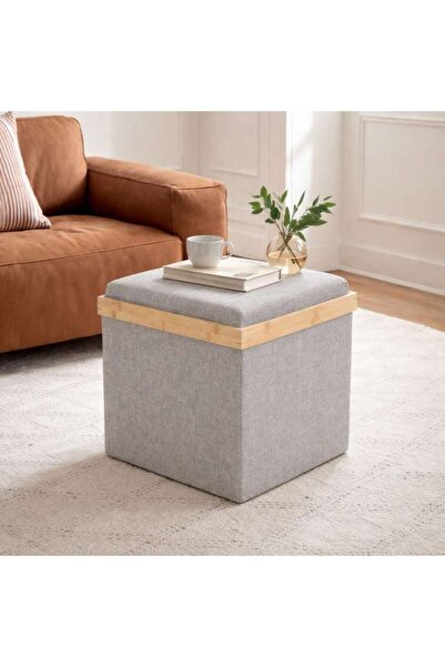 PAN HOME Amila Storage Ottoman 38x38x38cm - Grey