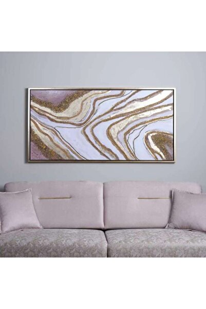 PAN HOME River Sand Framed Canvas Art 140x70cm - Gold