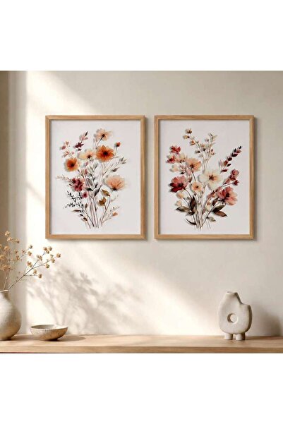 PAN HOME Curnia Flowers 2-piece Glass Print Framed Wall Art 40x50cm - Multi