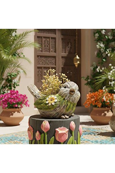 PAN HOME Bird Magnesia Planter 35x23x22.5cm - Brown