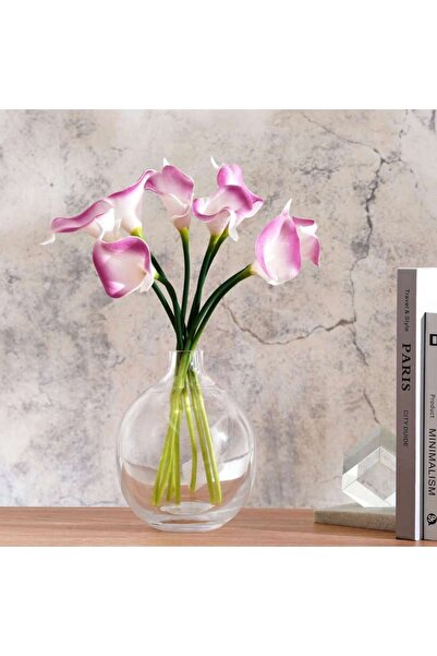 PAN HOME Calla Lily Artificial Flower 8 Pcs Set H39cm - Purple