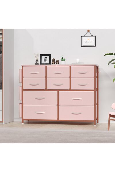 Garvee 10 Drawer Wardrobe with Handles, Fabric Storage Cabinet with Metal Fra...