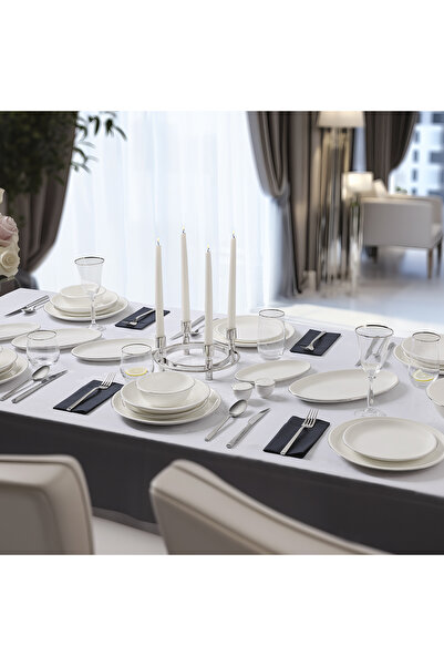 EVALIZA Elegant Platin 32 Parça 6 Kişilik Yemek Takımı