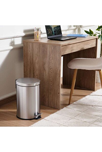 PAN HOME سلة مهملات معدنية يومية ذات إغلاق ناعم 31.5x25.8x39 سم 12 لتر - كروم
