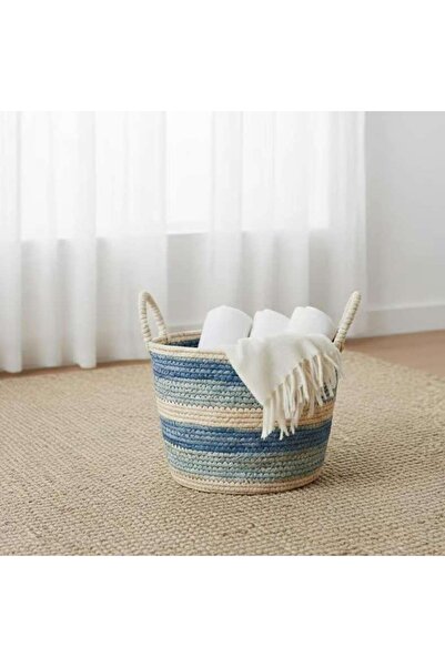 PAN HOME سلة دومينو مخططة 28x25x22 سم - أزرق