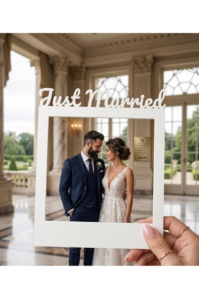Handmade Just Married Polaroid Fotoğraf Çerçevesi - Gelin Damat Düğün Ve Dış ...