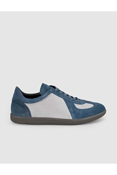 Cabani Genuine Calf Leather Blue Men's Casual Sneaker Shoes