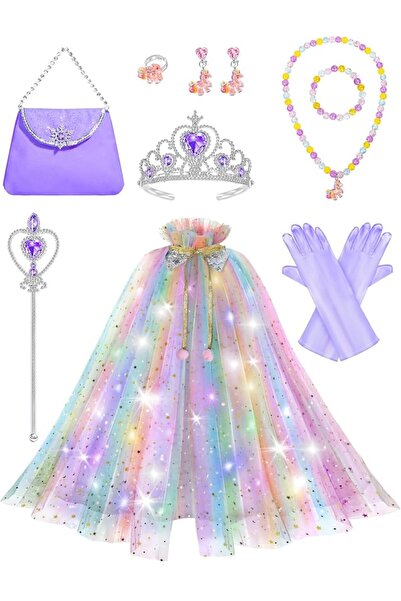 Arabest Light Up Princess Dress Up Set for Girls 3-6 with Crown Wand