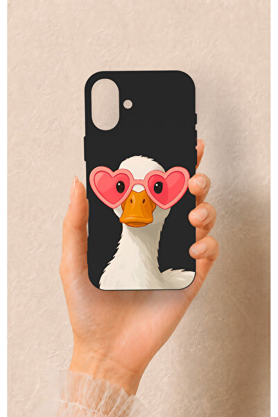 Vip Case iPhone 16 Plus Uyumlu Aşık Ördek Desenli Silikon Kılıf