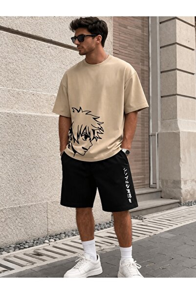 x-compass life Unisex Oversize Anime Printed Shorts Set – Casual Wear Comfort...