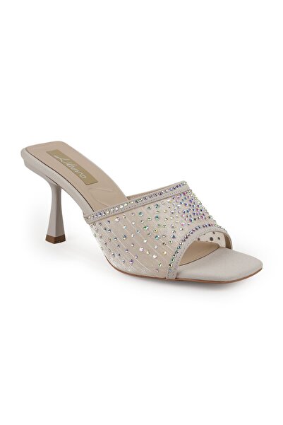 Libero Women's Stoned Heeled Slippers Open Toe Stylish Thin Goblet Heel Eveni...
