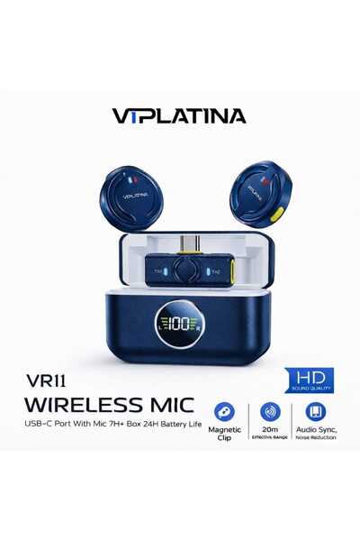 VIPLATINA ميكروفون لاسلكي VR11 مع منفذ USB-C لتقليل الضوضاء بمدى 20 متر
