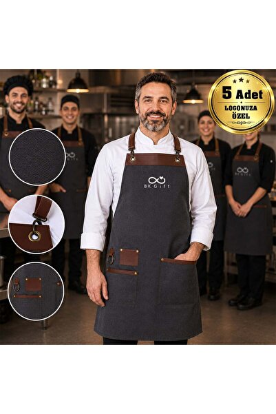 Bk Gift Customized for Your Logo: 5 Pieces of New York Model Aprons in Anthra...