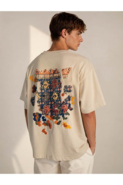 CANMODA Unisex Beige Authentic 100% Cotton Oversize T-Shirt