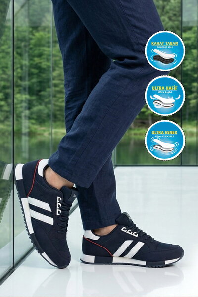 AYAKMOD Navy Blue Mesh Lightweight Men's Sports Shoes 26109 m