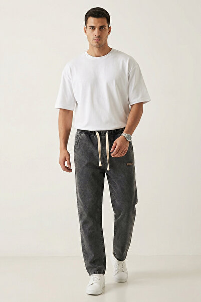 Generic Brand Men's Relaxed Fit Baggy Jean Trousers 1523 - Anthracite