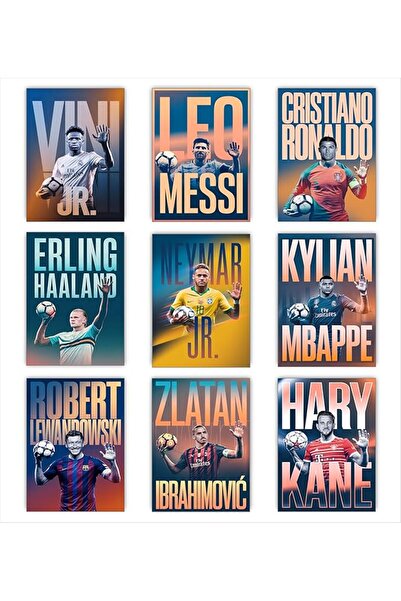 ESSESORIES Lionel Messi Football Poster Wall Art Set of 9 Room Decor Self Adh...