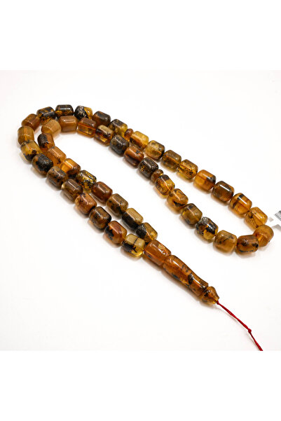 Generic Baltic Amber Rosary with Inclusions 45 Beads 10.5x12.5mm Barrel Cut P...