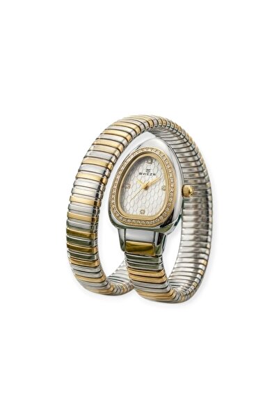 Emiter Luxury Women's Watch with Dual Color Strap and Oval Design Crystal Inl...