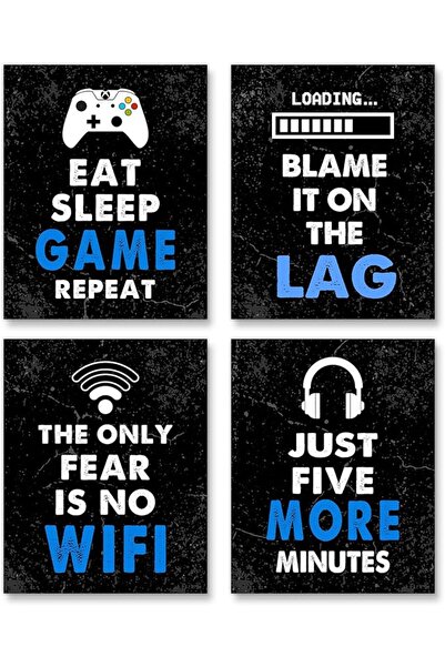 ESSESORIES Art Video Game Gaming Poster Wall Art Set of 4 Room Decor Self Adh...