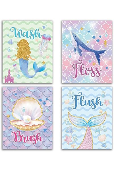 ESSESORIES Mermaid Bathroom Nursery Playroom Classroom Aesthetic Poster Wall ...