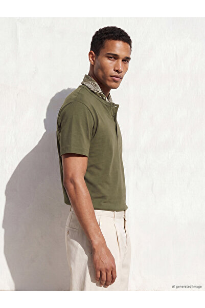 LC Waikiki تي شيرت من القطن الممشط للرجال من Peak New Season Henley Collar