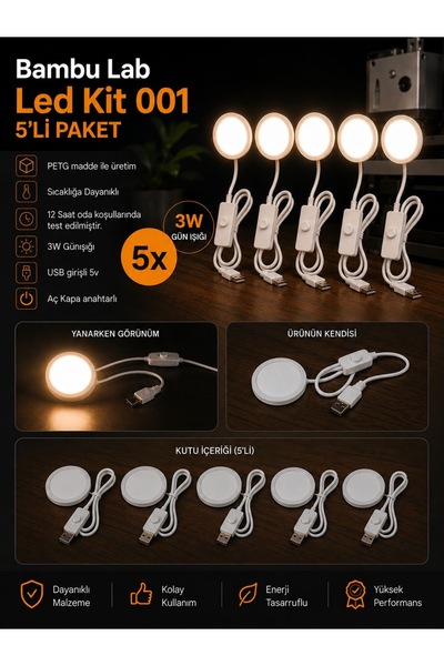 Genel Markalar 3D Yazıcı Led Kit 001 Aydınlatma 3D Yazıcı Lamba Kiti