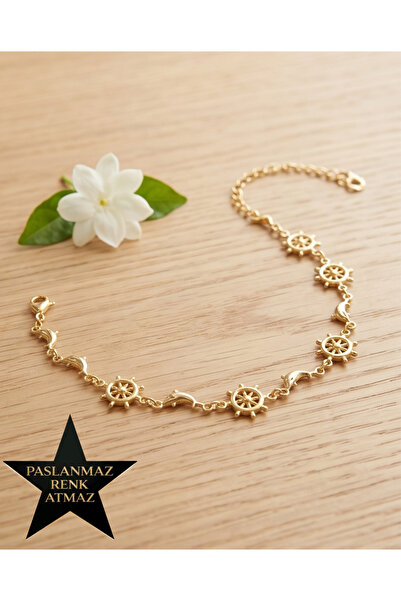 XUPING JEWELRY Xuping 14K Altın Renginde Dümen ve Yunus Kadın Bileklik