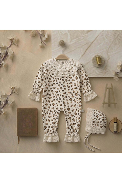 Maison hype baby Dantelli Şapkalı Leopar Desenli Tulum - HYP2100