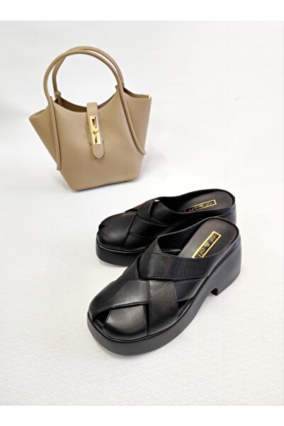 Of&Off Women's Genuine Leather Slippers