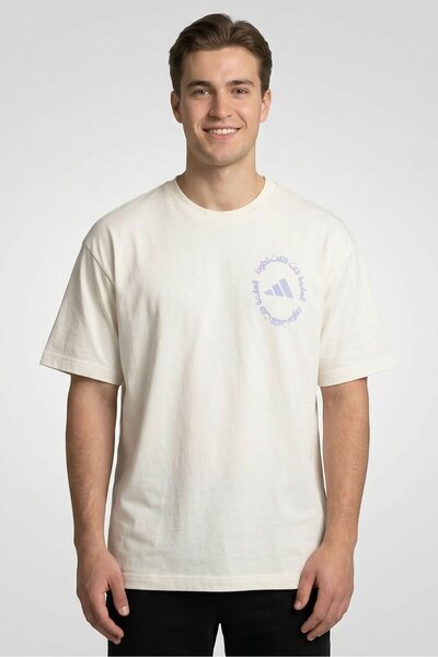 adidas Men Sportswear Fit Short Sleeve Outdoor T-Shirt, Off White