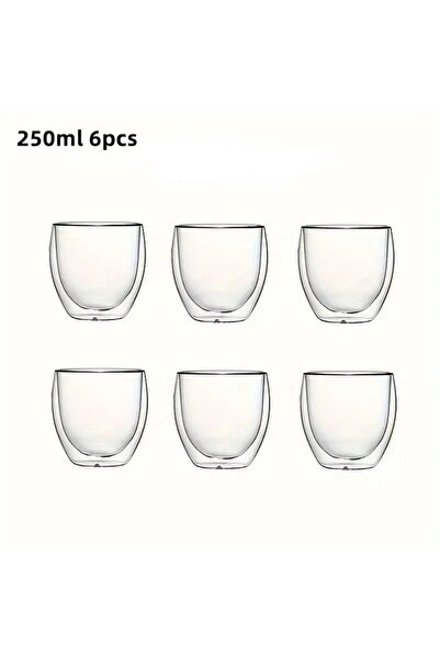 Choice4 أكواب إسبريسو زجاجية شفافة معزولة بجدار مزدوج، سعة 80-450 مل، 250 مل،...