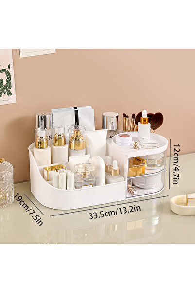 Choice1 White-L Cosmetic Storage Box With Drawer, Skin Care Product Counterto...