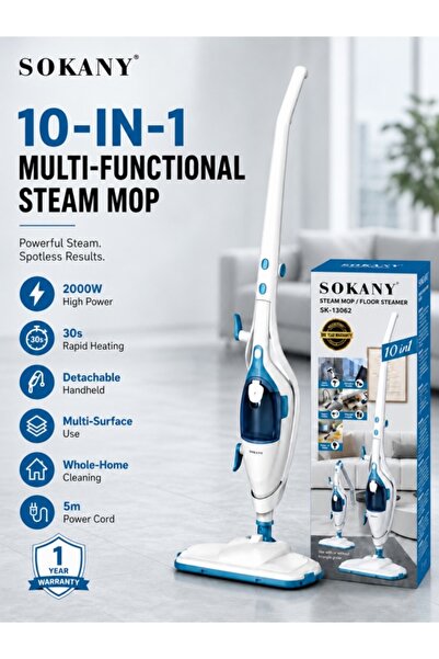 SOKANY 10-in-1 Steam Mop, 2000W Detachable Handheld Floor Steamer for Wood, T...