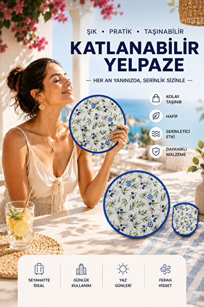 BEYZANA 1 Adet Karışık Desen Katlanır Yuvarlak El Yelpazesi | Taşınabilir El ...