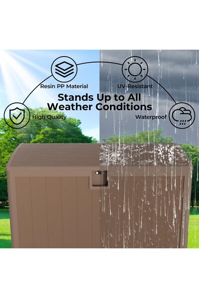 Garvee 130 Gallon Brown Resin Box, Waterproof Outdoor Storage Box with Lock, ...