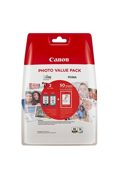 Canon PG-46-CL56 خرطوشة مكونة من قطعتين + 50 ورقة صور