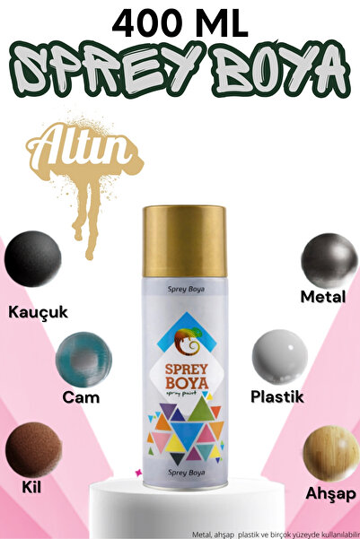 KAYRA LEATHER CRAFT 400 ml Sprey Boya Altın Gold Metal Ahşap Beton Duvar Yüze...