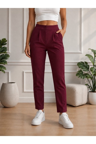 alanora Women's High-Waisted Carrot Cut Stretchy/Lycra Fabric Pants