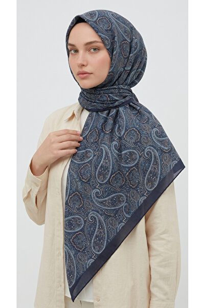 Karaca Eşarp Melora 120*120 cm Cotton Scarf - Blue