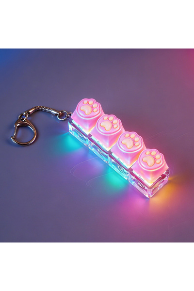 Choice22 1PC Pink Cat Clickable Keyboard Keychain LED Light - Stress Anxiety ...