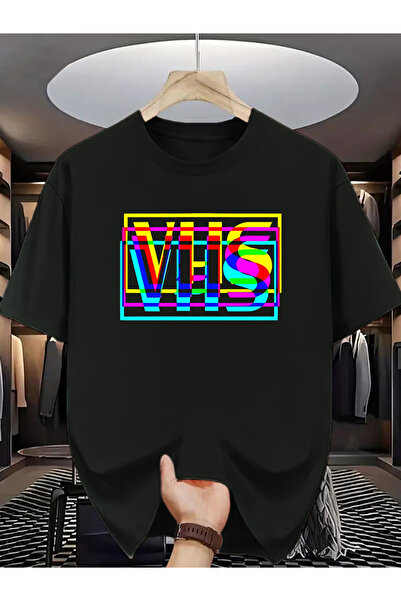 NOURAM تي شيرت بأكمام قصيرة بتصميم عتيق مطبوع عليه VHS، تصميم عتيق الطراز، من...