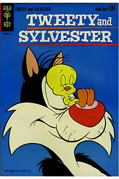 ESLEM Gold Key Tweety and Sylvester Retro Çizgi Film Karakteri Kağıt Poster
