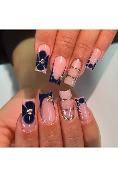 Choice 3133 24pcs Y2K Rectangular Flower Nail Stickers To Enhance Your Fashio...