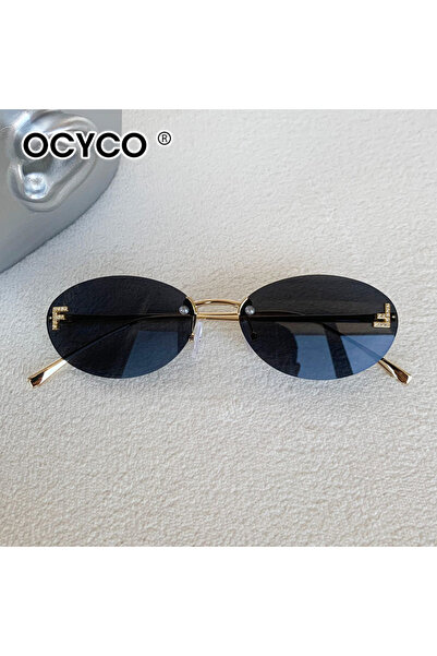 choice2 black Fashion Rimless Sunglasses Women UV400 Oval Elegant Diamond F S...