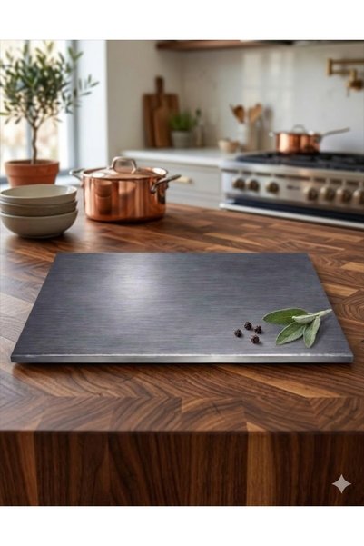 Güneş Krom Dekorasyon Gkd Top Quality 80X50Cm Single Twist Stainless Steel Countertop Cutting Board, Dough Kneading Board, Countertop Protector