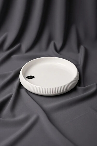 Bereketli Store Acar Line Detailed Porcelain Round Plate 17X3 cm |   Cake, De...
