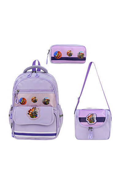 QL ACCESSORY Set de 3 ghiozdane de lux cu model FOX & RABBIT pentru școala pr...