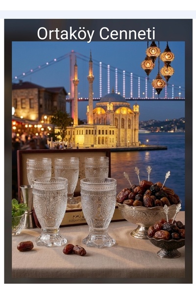 ORTAKÖYCENNETİ 6 Pcs Glass Zamzam Cup Sun Model High Quality 30 Cc Volume 7 c...