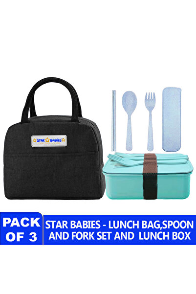 STAR BABiES pack of 3 combo - Insulated lunch bag with single compartment lun...